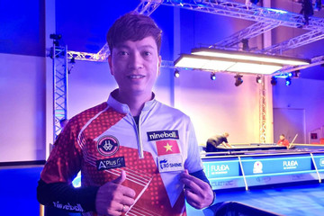 Dương Quốc Hoàng thắng trận đầu giải pool 9 bóng châu Âu mở rộng