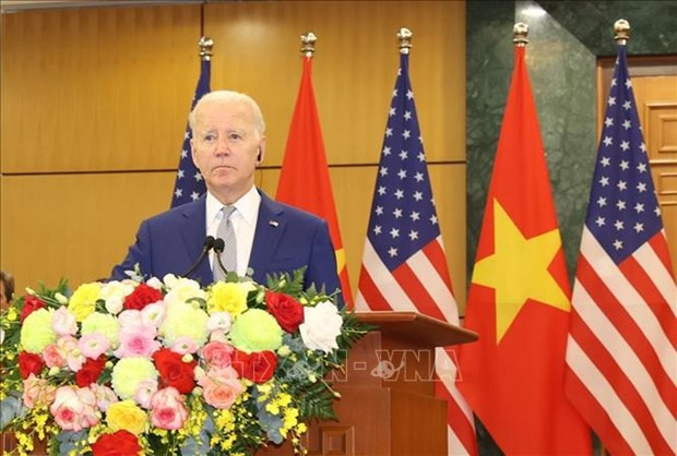 Address by US President to the press following talks with Party General Secretary Nguyen Phu Trong hinh anh 1