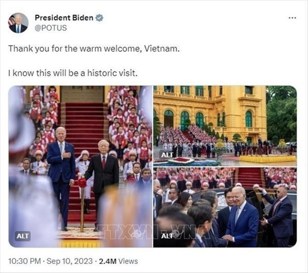 US President describes Vietnam visit as a historic moment hinh anh 1