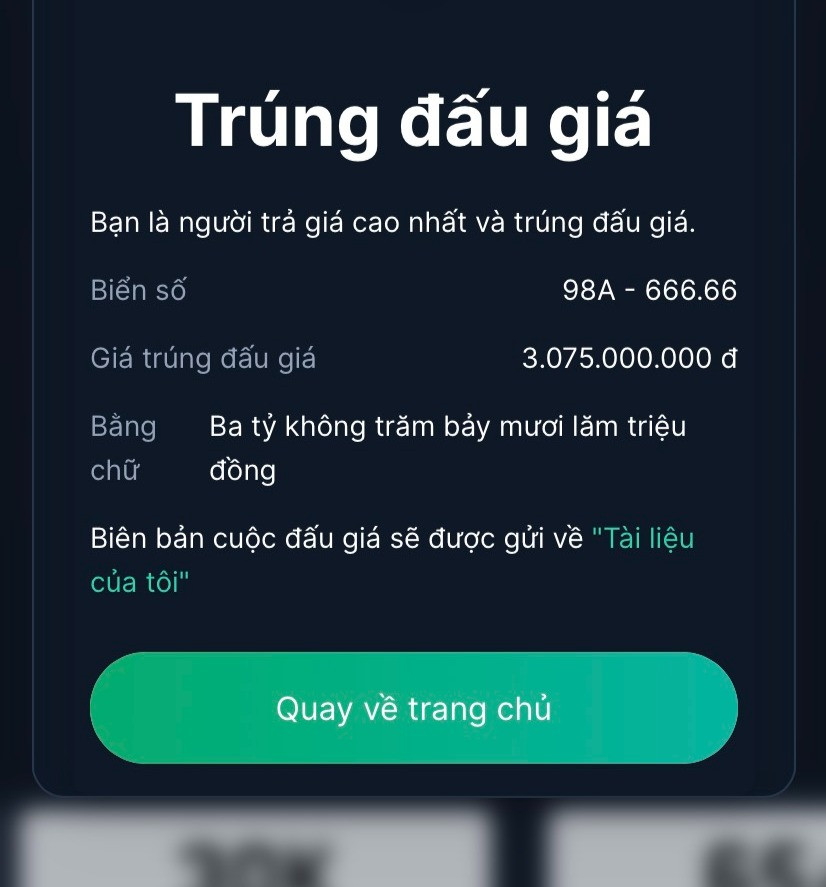 Trúng đấu giá biển ngũ quý 6 hơn 3 tỷ, chủ xe ngay lập tức chào bán lại