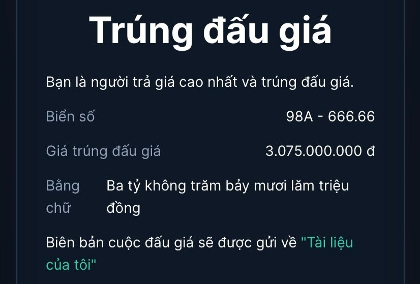 Trúng đấu giá biển ngũ quý 6 hơn 3 tỷ, chủ nhân ngay lập tức chào bán lại