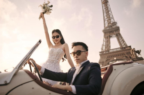 Ảnh cưới lãng mạn ở Pháp của Á hậu Phương Anh và chồng doanh nhân