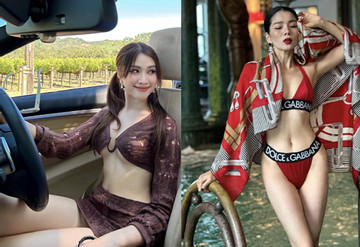 'MC 3000 chữ' Thanh Thanh Huyền sexy lái xe, Lệ Quyên diện bikini đỏ rực