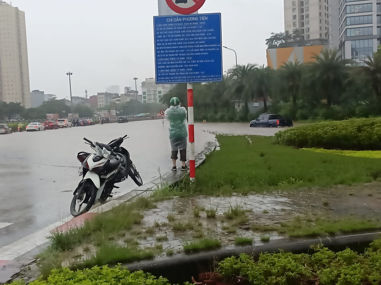 Tài xế Việt than trời, chia sẻ hình ảnh độc lạ trên đường ngày mưa ngập - 1
