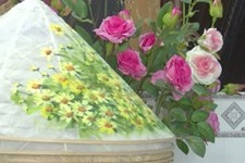 Man turns almond leaves into transparent conical hats