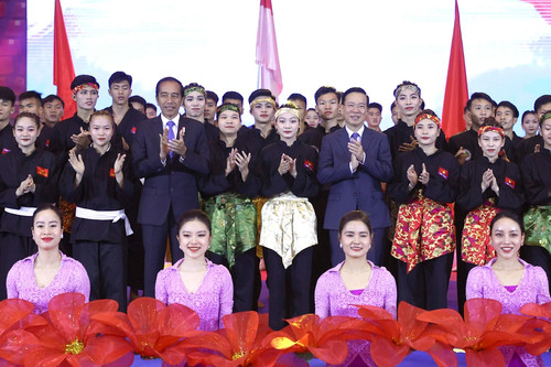Chủ tịch nước và Tổng thống Indonesia xem trình diễn Pencak silat, võ cổ truyền