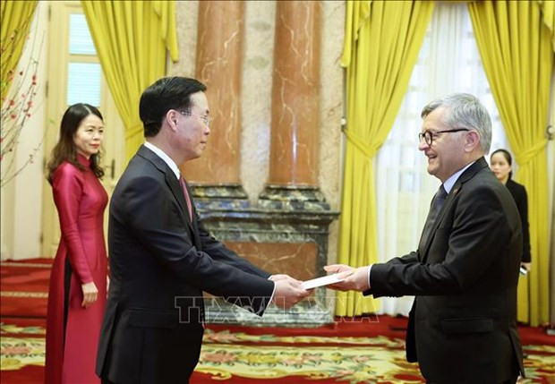 President hosts new, outgoing ambassadors hinh anh 1