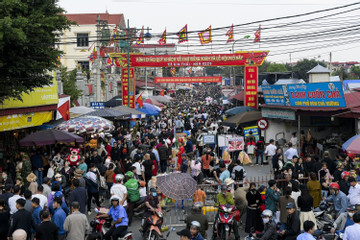 'Biển người' chen chân đi chợ Viềng Nam Định đầu xuân