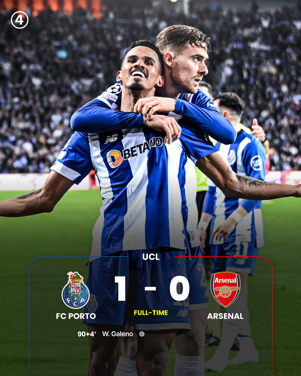 Arsenal thua Porto vì siêu phẩm phút bù giờ Arsenal Porto.jpg