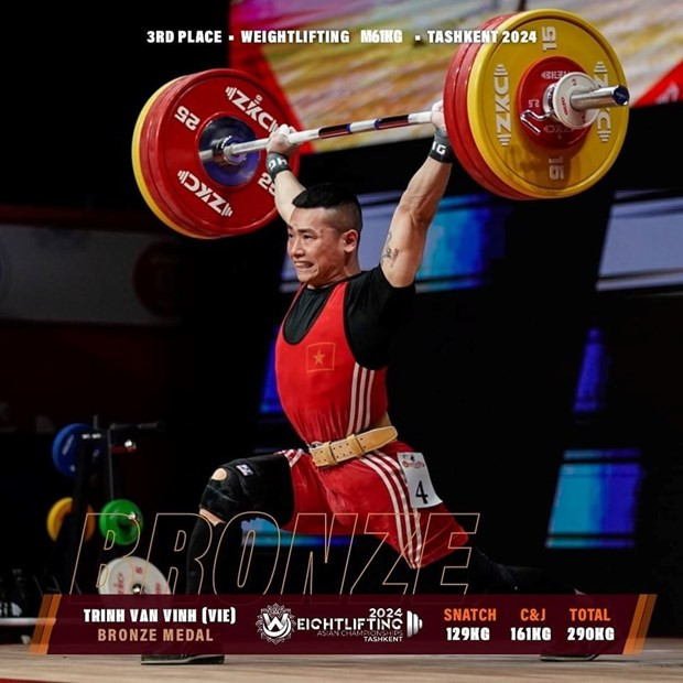 Vietnamese wins bronze medal at 2024 Asian Weightlifting Championship