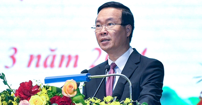 Chủ tịch nước Võ Văn Thưởng trao Huân chương Chiến công hạng Nhì cho BĐBP. Ảnh: Quang Nguyễn