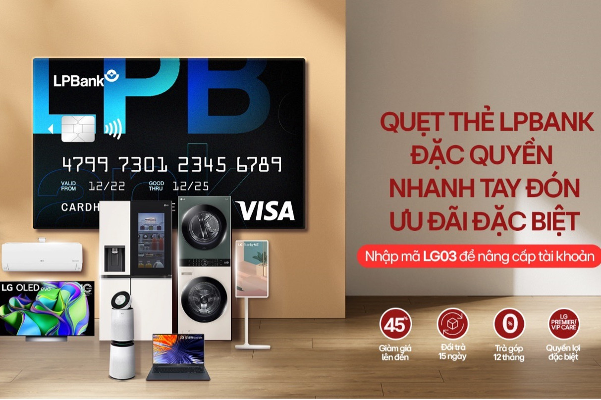 Chủ thẻ LPBank mua thiết bị điện tử LG được ưu đãi 45%