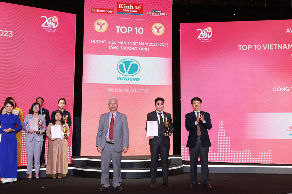Nhôm Việt Dũng vào Top 10 Thương hiệu mạnh - Tăng trưởng xanh