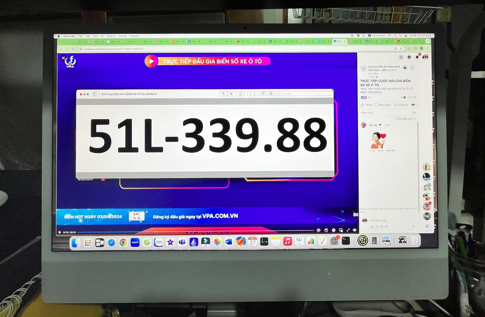 Đấu giá biển số ngày 27/3: Biển 51L-339.88 giá cao nhất 125 triệu đồng