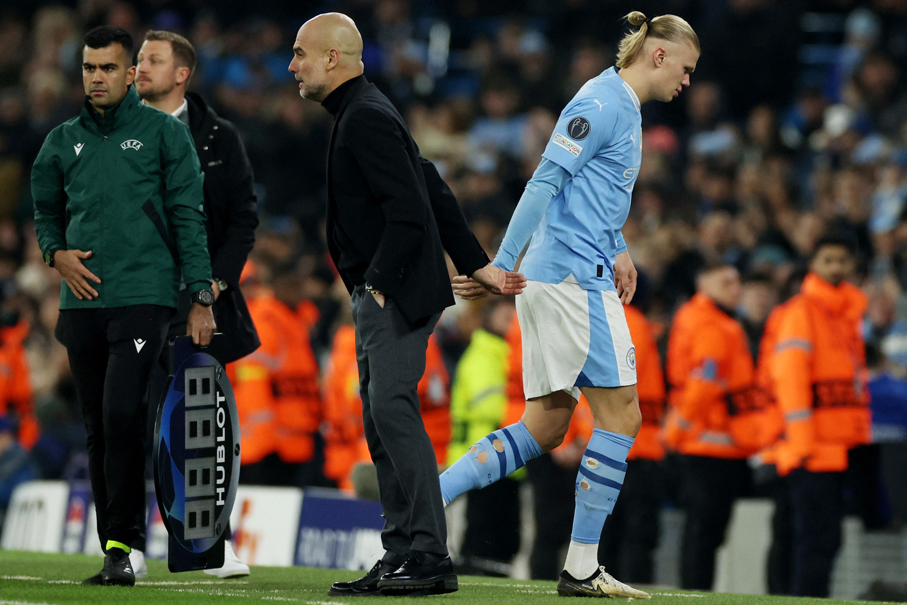 Man City đấu Arsenal: Pep Guardiola cần đánh thức bản lĩnh Haaland haaland guardiola.jpg