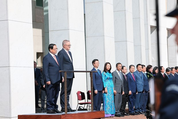 Australian PM hosts welcome ceremony for Vietnamese counterpart hinh anh 1