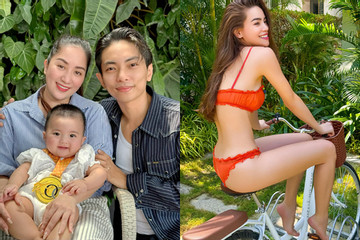 Hồ Ngọc Hà sexy với bikini ren đỏ, Khánh Thi trẻ đẹp bên ông xã kém 11 tuổi