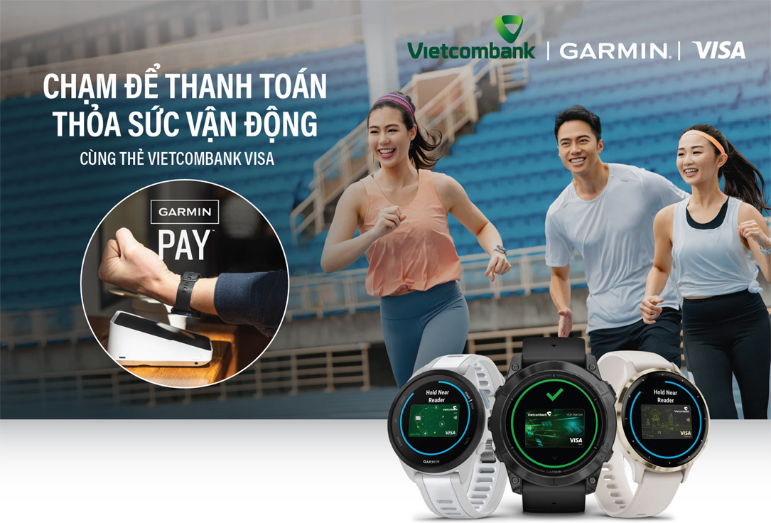 Vietcombank triển khai thanh toán một chạm Garmin Pay cho thẻ Visa