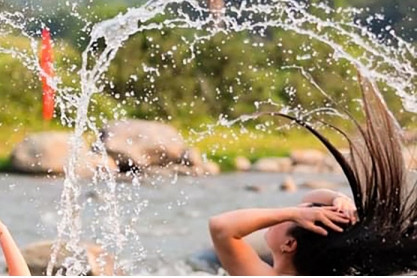 Unique hair washing ritual of white Thai ethnic group