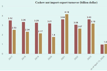 VN’s cashew imports exceed exports as Cambodian products flood market