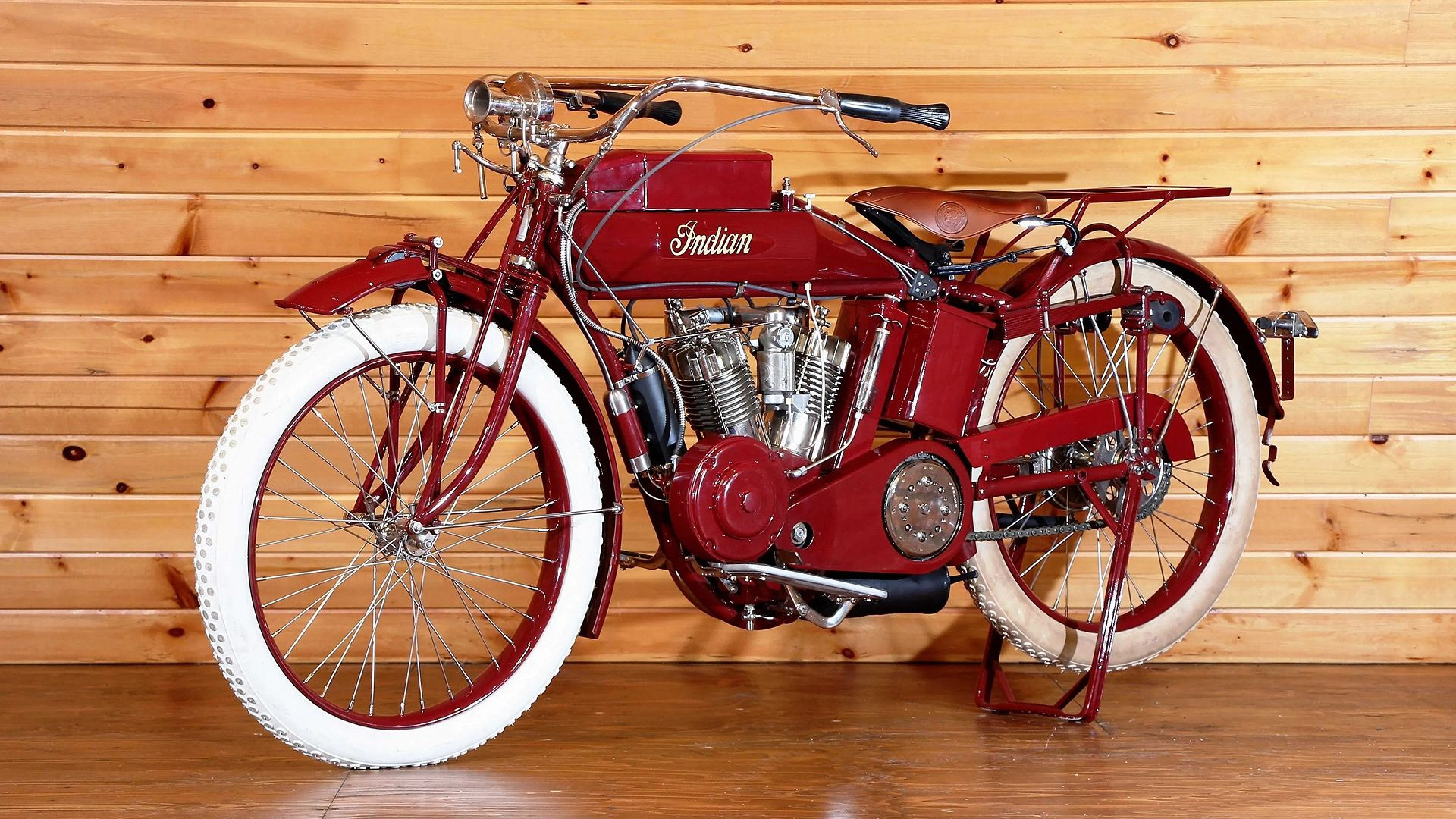 Red 1914 Indian Hendee Special classic vintage motorcycle worth a fortune