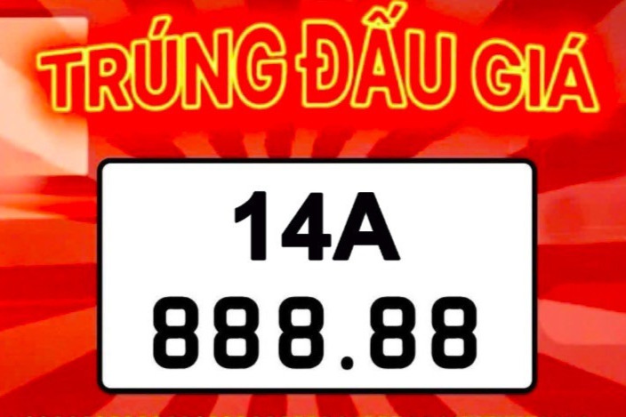 Màn đấu giá biển số 14A-888.88 diễn ra chóng vánh, chốt 17,3 tỷ sau hơn 10 phút
