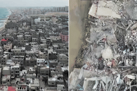 Dải Gaza nhìn từ trên cao trước và sau 6 tháng xung đột Israel - Hamas