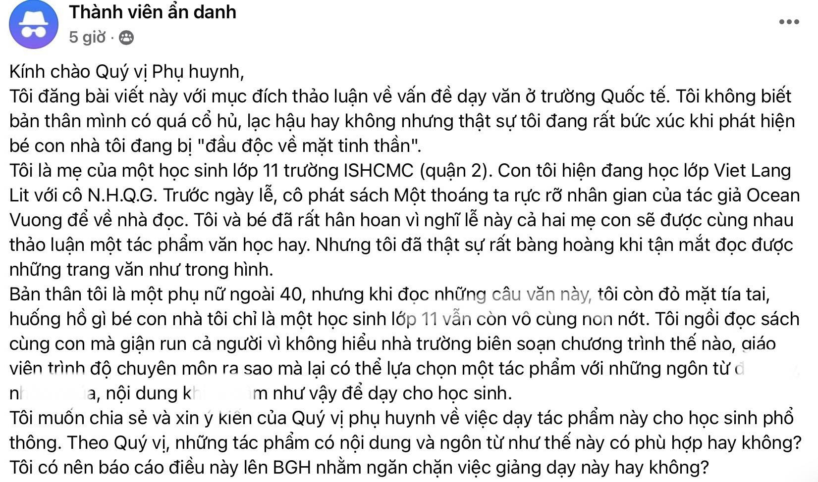 Sách giáo khoa có nội dung nhạy cảm gây xôn xao cộng đồng phụ huynh trường quốc tế