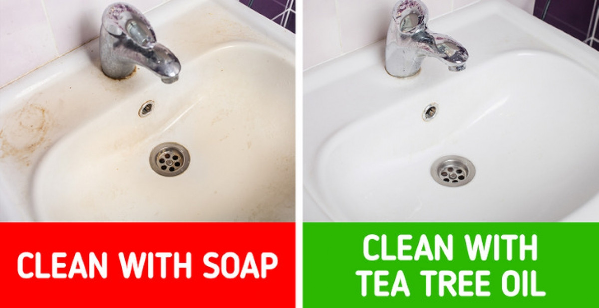 Compare the cleaning level of soap and tea tree oil.