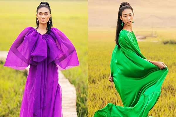Dàn người mẫu trình diễn ở cánh đồng, lò gạch