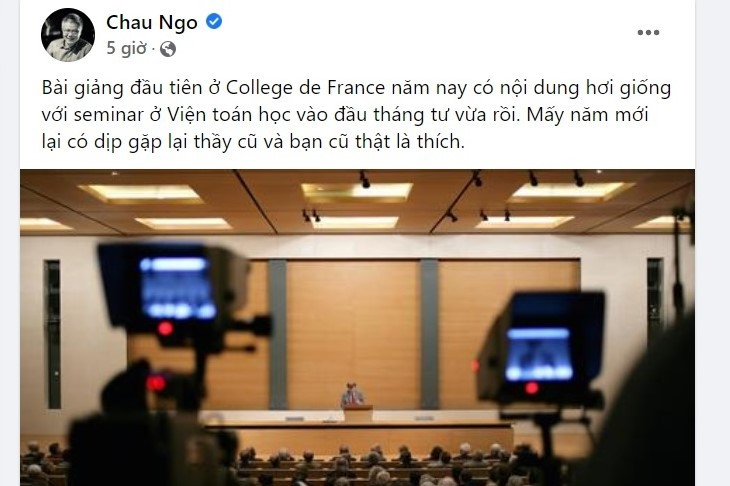 GS Ngô Bảo Châu trở lại mạng xã hội Facebook