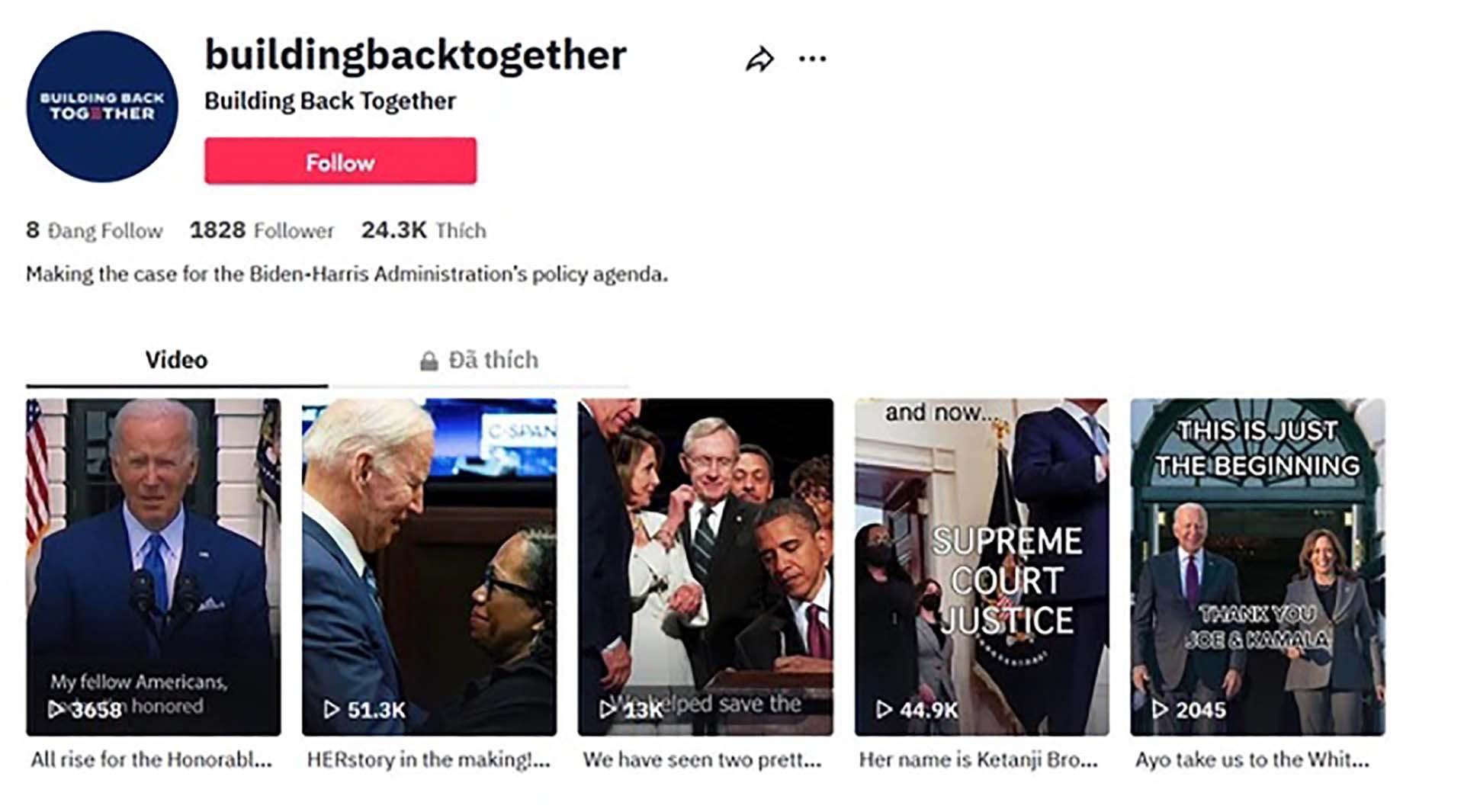 Tài khoản TikTok của Tổng thống Mỹ Joe Biden sẽ được dùng để truyền tải những thông điệp và chính sách của ông. (Nguồn: The Verge)