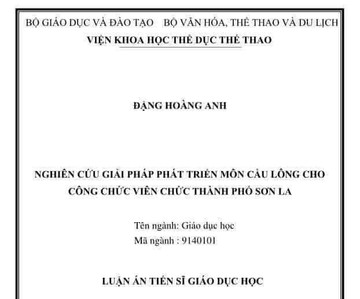 Luận án tiến sĩ 'phát triển môn cầu lông cho công chức...' là có thật