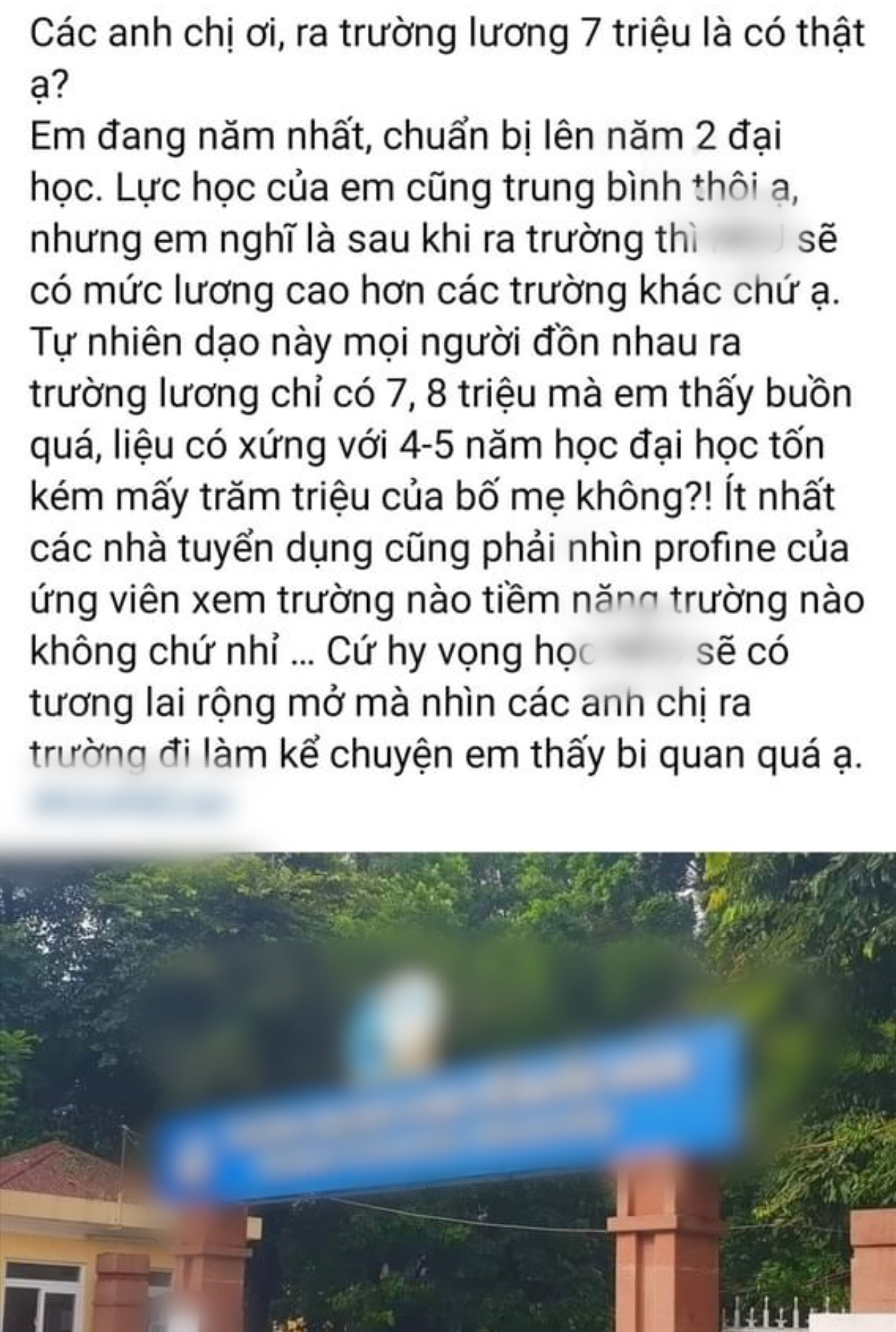 Nữ sinh chê lương ra trường chỉ có 7 triệu gây tranh cãi