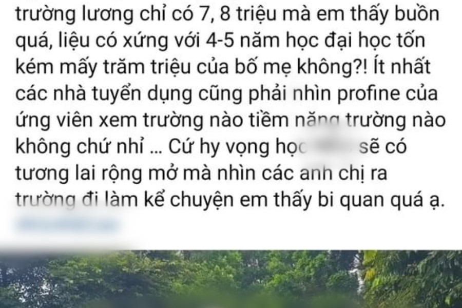 Nữ sinh sốc vì 'ra trường lương chỉ có 7 triệu' gây tranh cãi