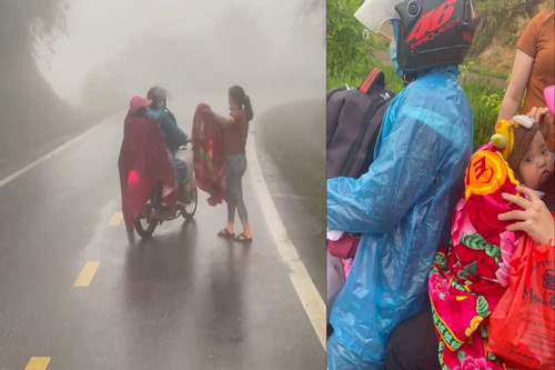 Tài xế xe tải giúp đỡ cặp vợ chồng chở con nhỏ vượt 400km dưới mưa rét
