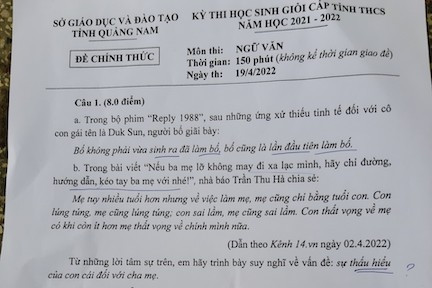 Controversy over guidelines for grading exams for excellent students in Literature in Quang Nam