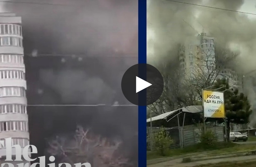 Video tòa nhà ở Odessa trúng tên lửa Nga, khói đen bao trùm bầu trời