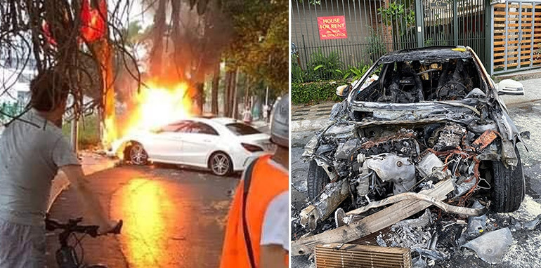 Xe Mercedes bị cháy rụi ở hồ Tây có khôi phục được không?