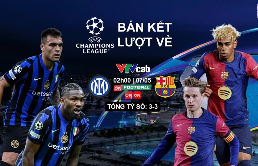 Xem trực tiếp Inter vs Barca, bán kết lượt về Cúp C1 ở kênh nào?