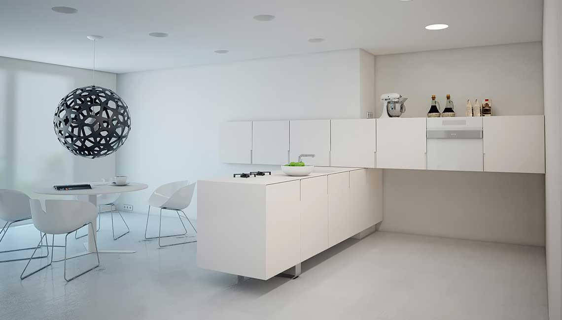 Đối với các căn hộ chung cư không gian hẹp, phần nhánh bếp chữ L còn có thể trở thành một “vách ngăn” để chia tách phòng bếp và phòng khách 