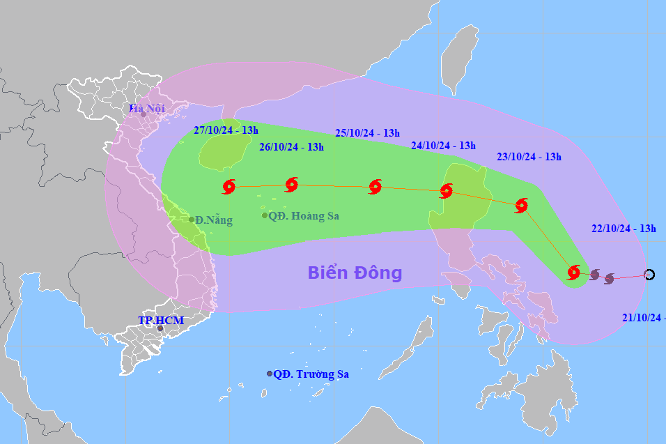 Bão Trà Mi di chuyển nhanh, giật cấp 14 khi vào Biển Đông