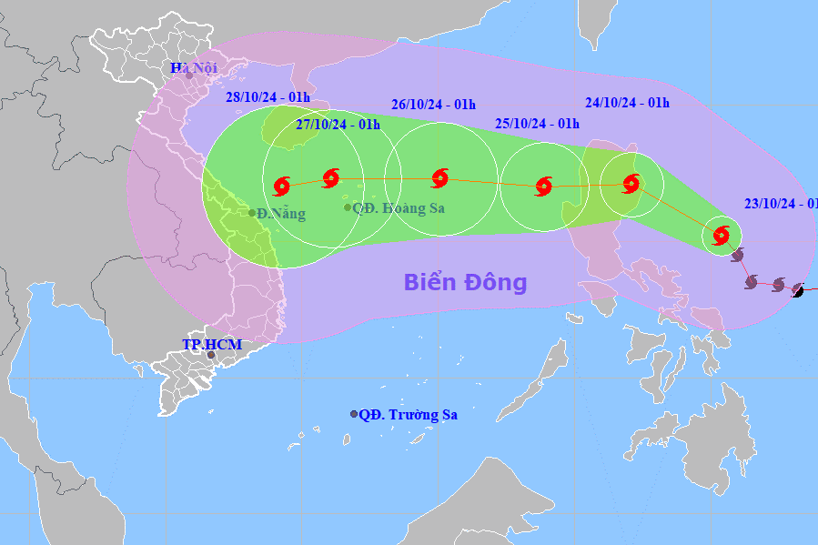 Tin bão Trà Mi mới nhất ngày 23/10 và thời tiết Biển Đông