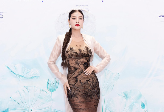 Hoa hậu Đoàn Thiên Ân tự tin, quyến rũ với váy dạ hội xuyên thấu