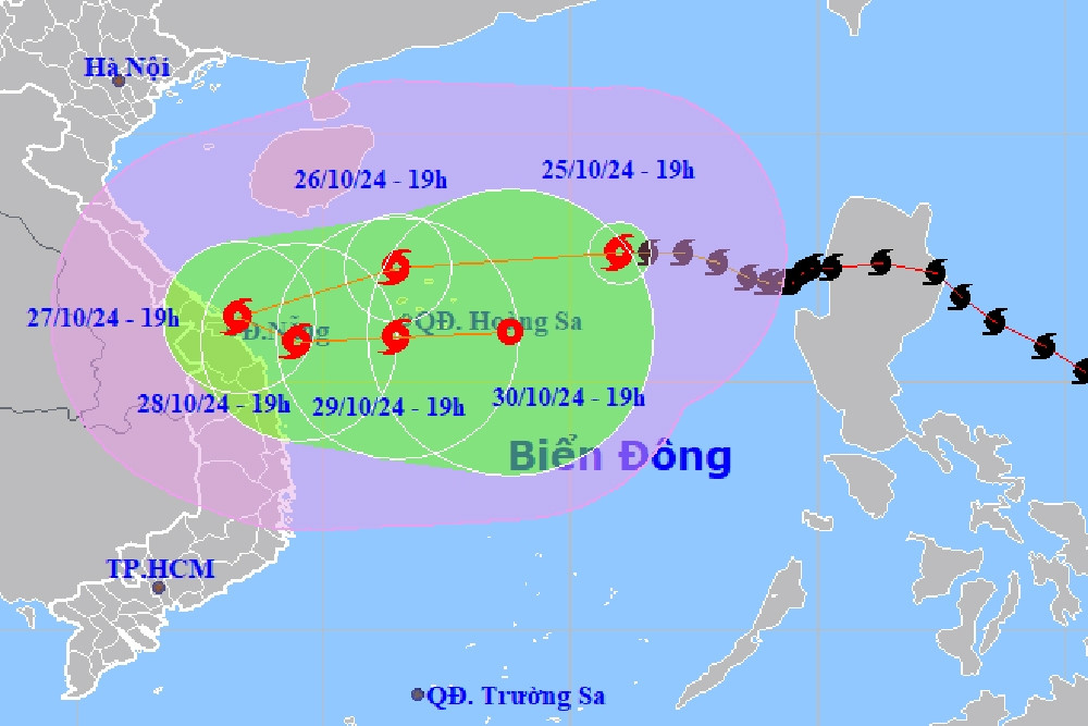 Bão số 6 khả năng ở ven bờ biển Trung Trung Bộ hơn 24 giờ, đổi hướng 3 lần