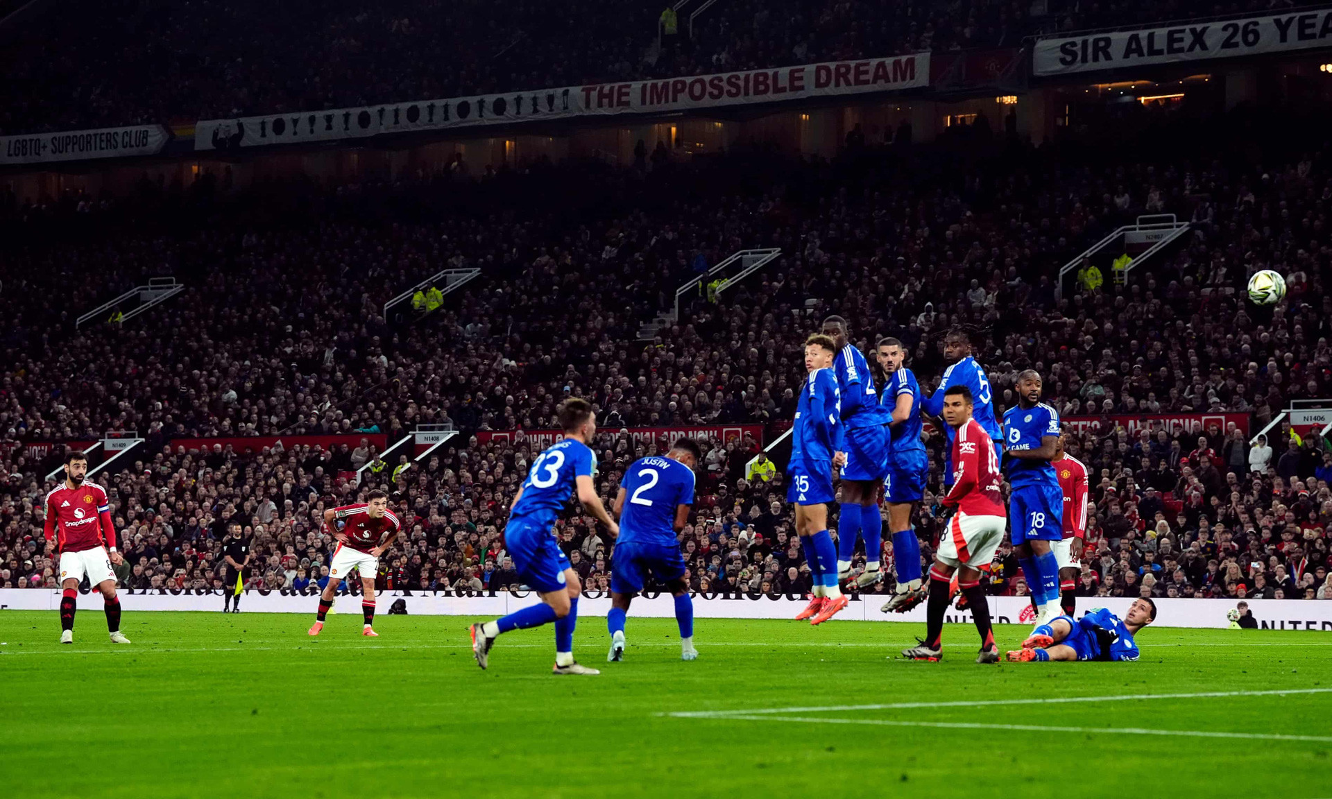 Bruno Fernandes MU Leicester. PA