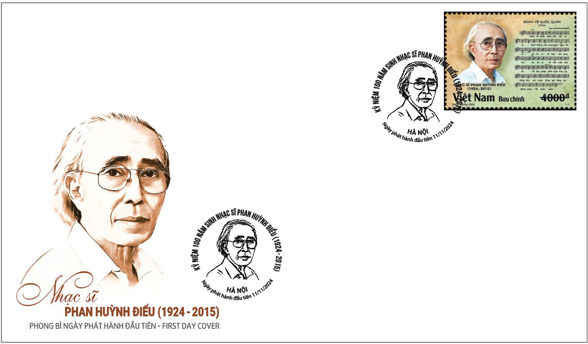 Phát hành tem bưu chính kỷ niệm 100 năm sinh tác giả ‘Đoàn Vệ quốc quân’ phat hanh tem ky niem 100 nam sinh nhac si Phan Huynh Dieu.jpg