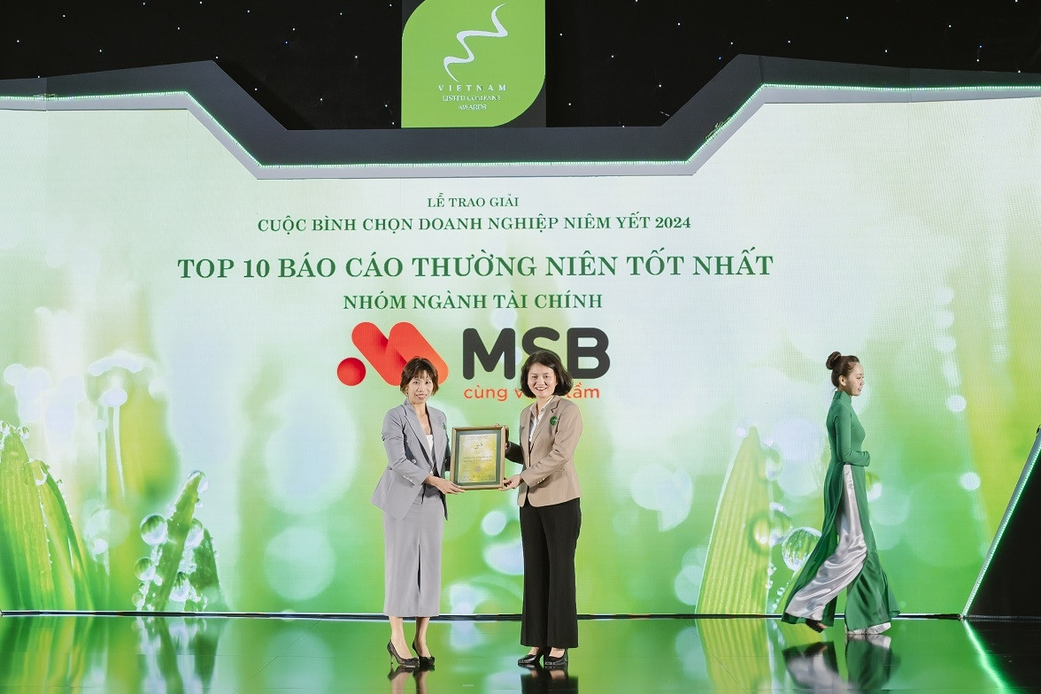 MSB vào top 10 DN niêm yết ngành tài chính có báo cáo thường niên tốt nhất