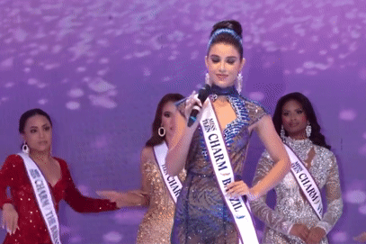 Hoa hậu Brazil loạng choạng, suýt ngất xỉu khi đang thi ứng xử