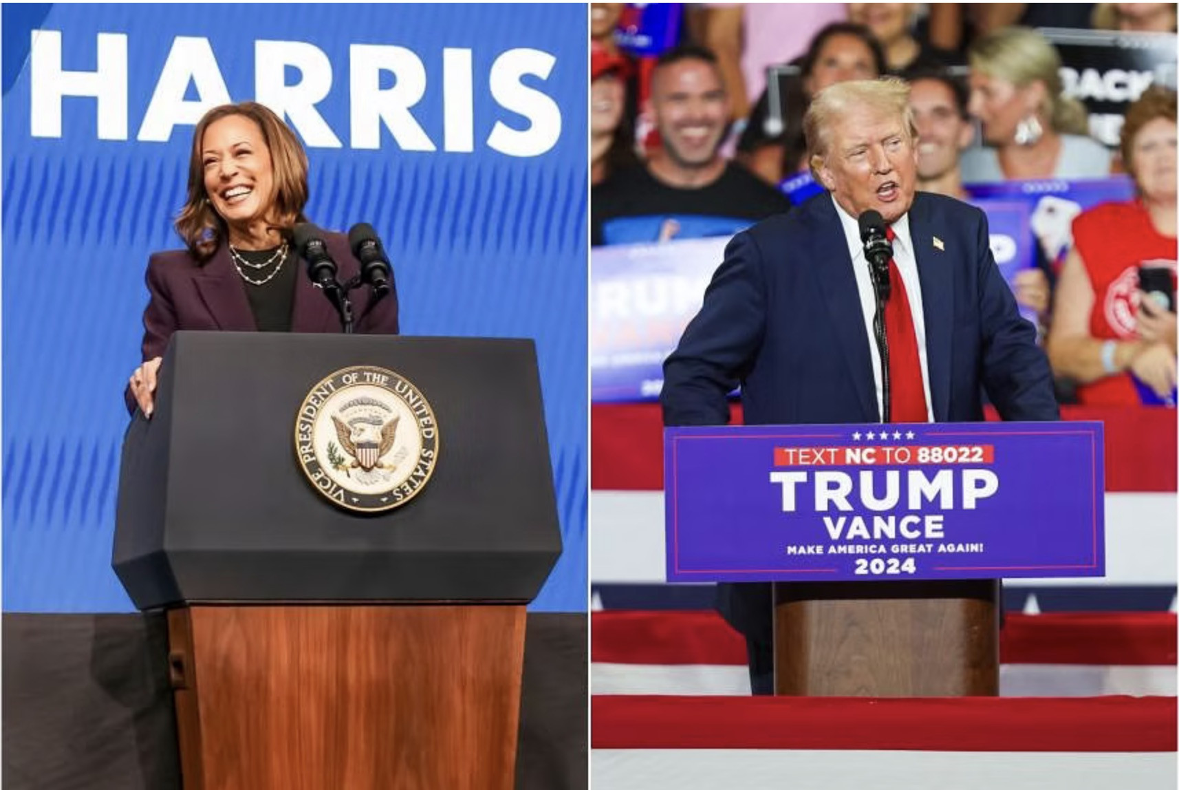 Ông Trump và bà Harris cạnh tranh sít sao tại các bang chiến trường